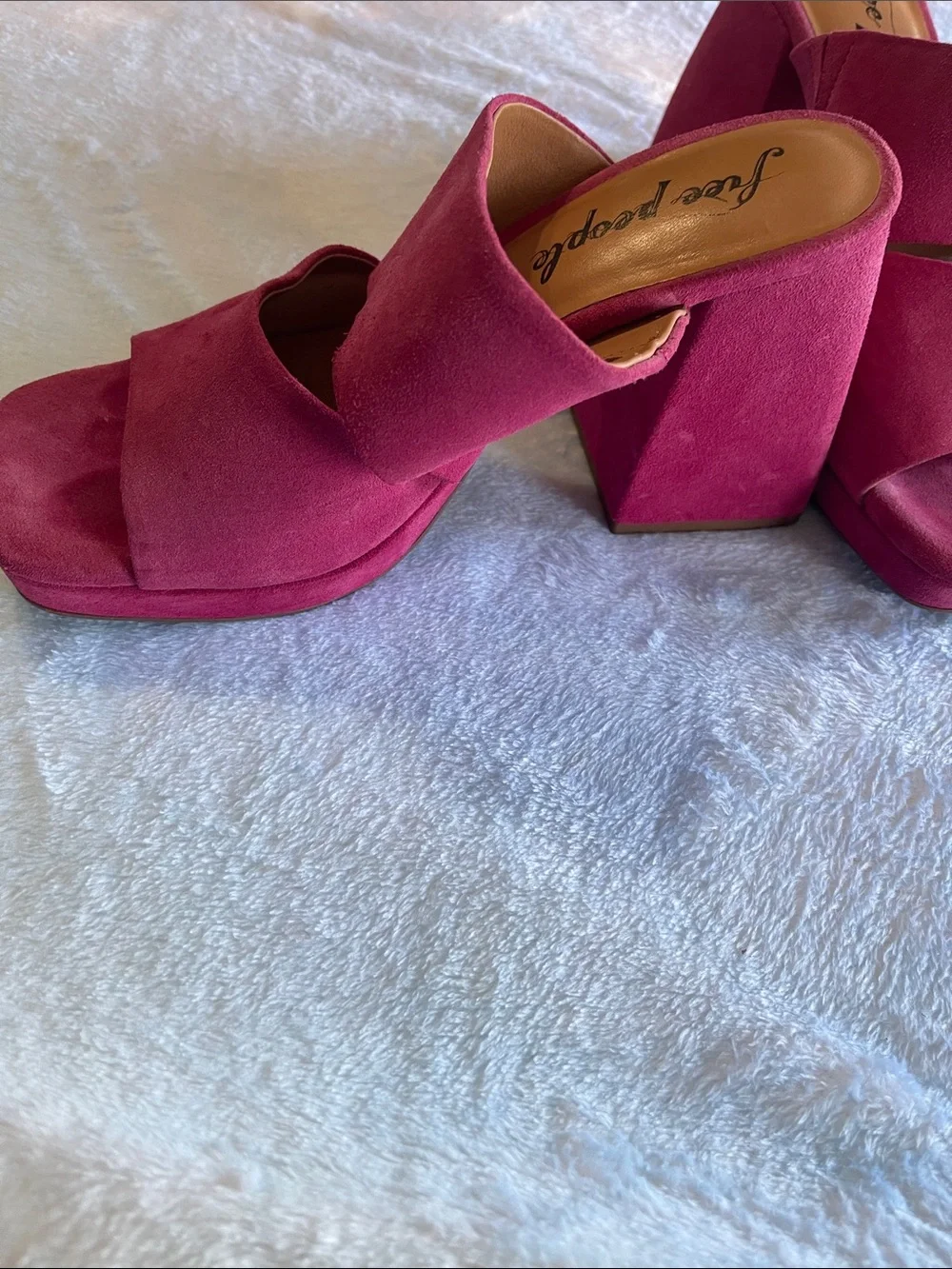 Free People Women's Pink Suede Slide Sandals Size 8.5